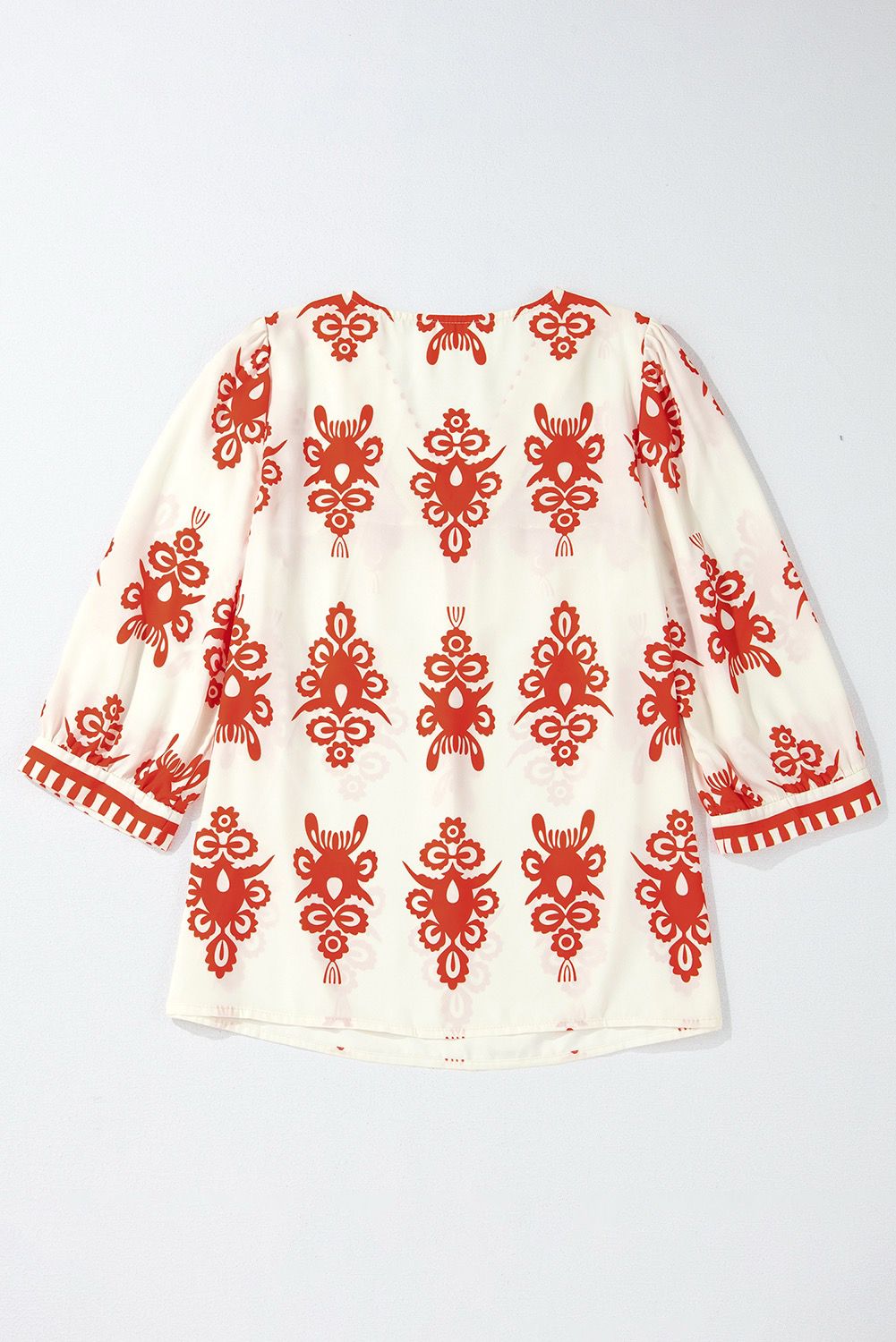 V-Neck Pattern Summer Blouse