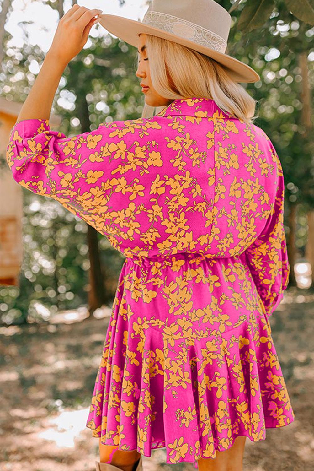 Her Royal Pinkness Floral Long Sleeve Dress