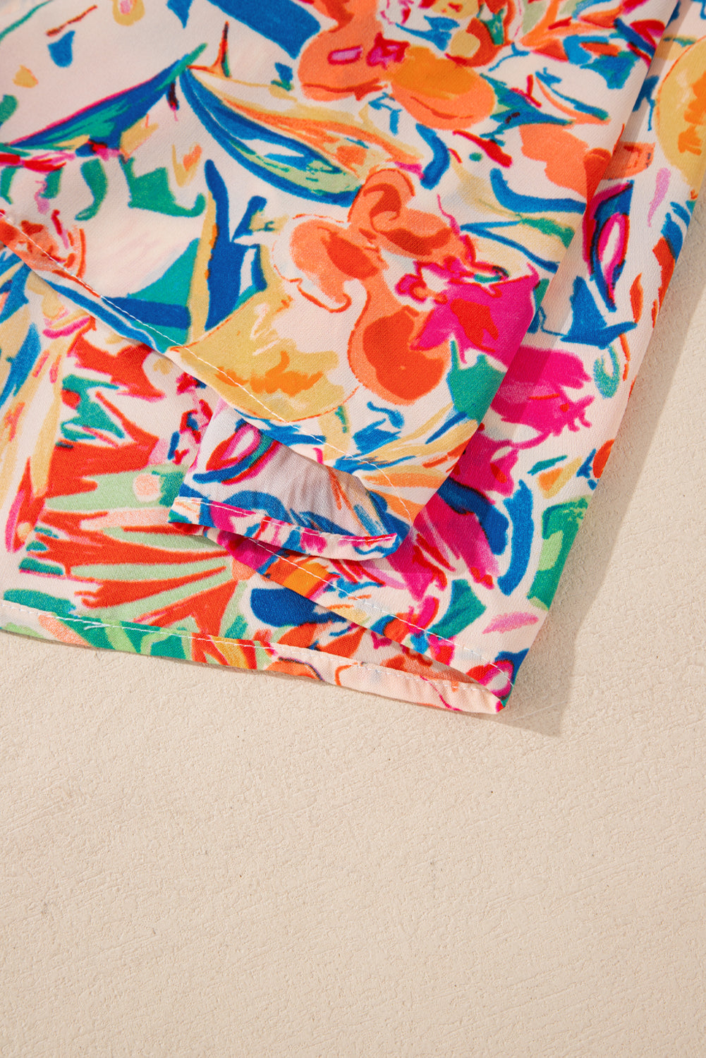 Multicolour Floral Print Bell Sleeve V-Neck Blouse