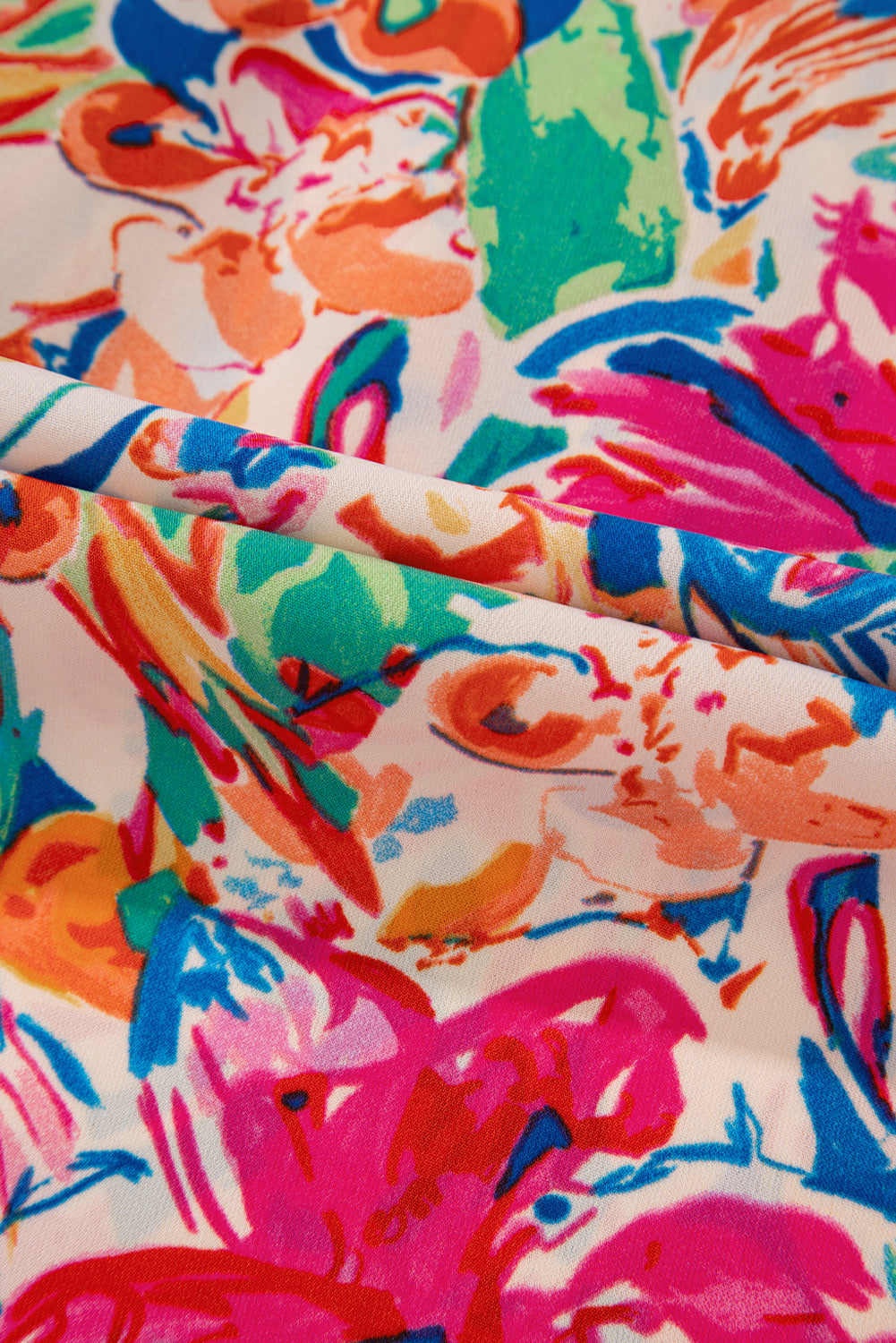 Multicolour Floral Print Bell Sleeve V-Neck Blouse