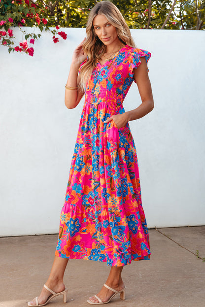 Ruffle-Sleeve Maxi Sun Dress