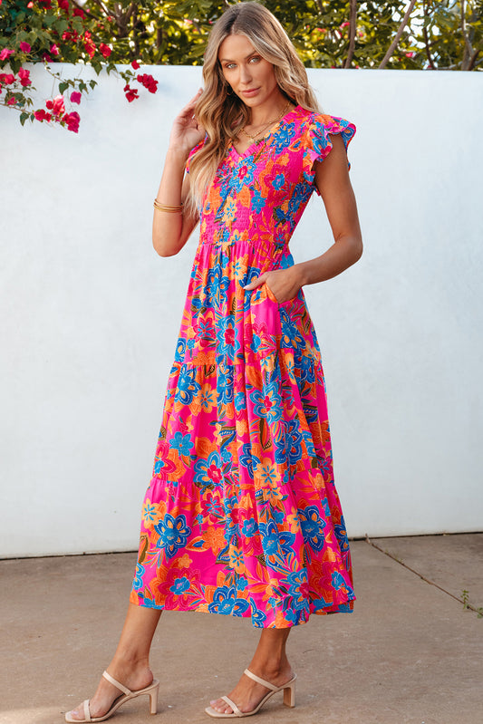 Ruffle-Sleeve Maxi Sun Dress