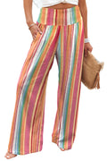 Colorful Elastic Waist Wide Leg Pants
