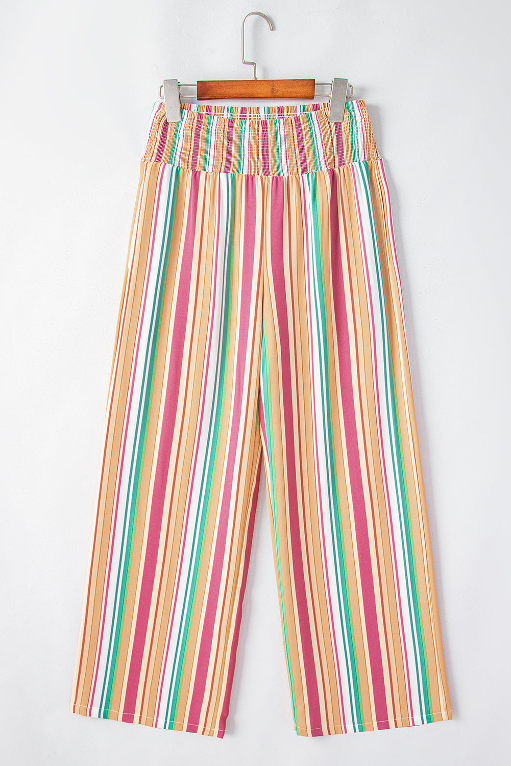 Colorful Elastic Waist Wide Leg Pants