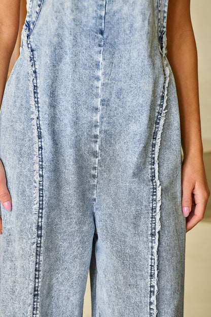 Wide Leg Suspender Jumpsuit