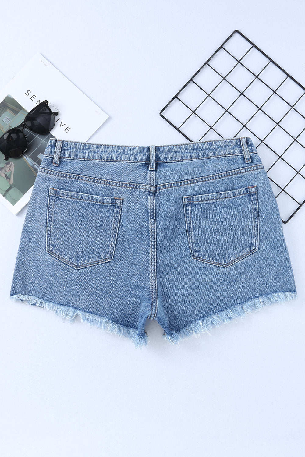 High Rise Distressed Shorts