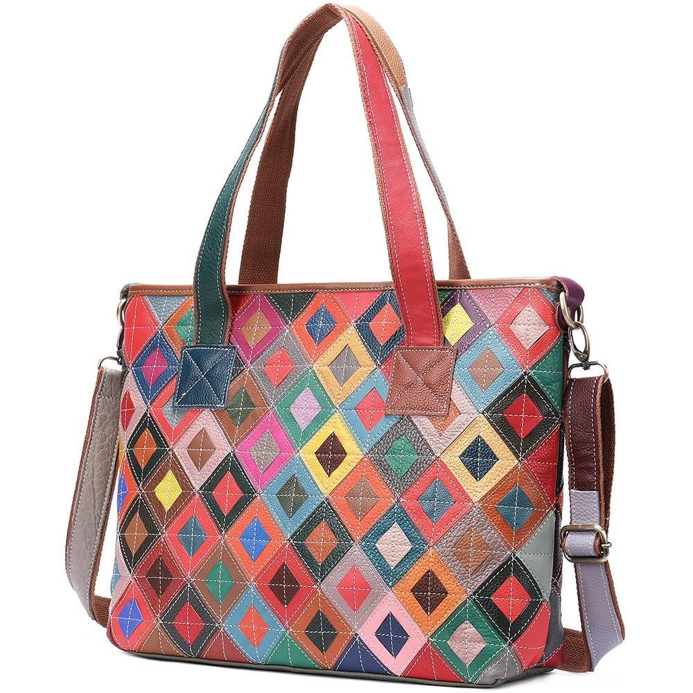 MDC Women's Colorful Leather Handbag